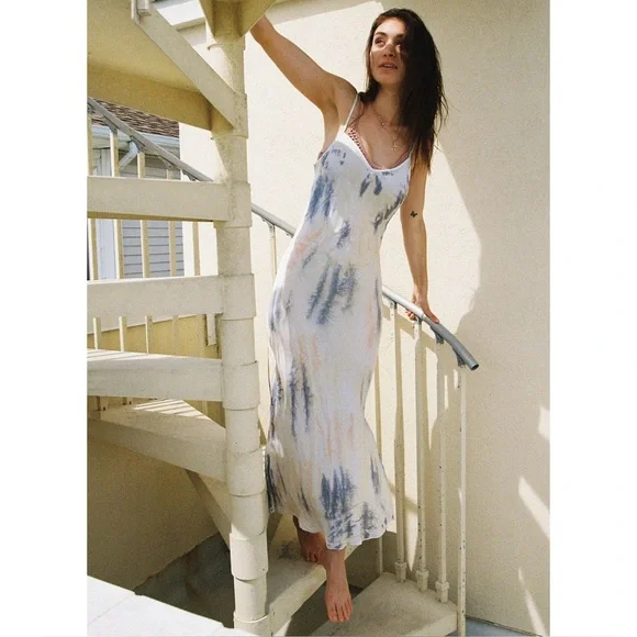 Urban Outfitters | Dresses | Urban Outfitters New Satin Slip Midi Dress  Adjustable Straps Tie Dye White Small | Poshmark